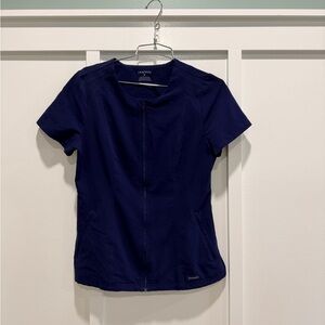 Jaanuu Deep Navy Short-Sleeve Zip Scrub Top